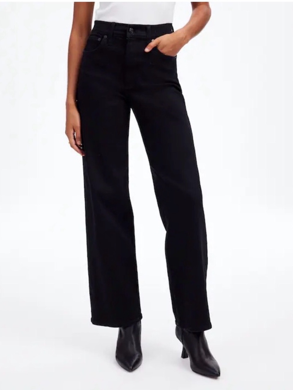 Madewell The Perfect Vintage Wide Leg Jeans Black Rinse Wash Size 27